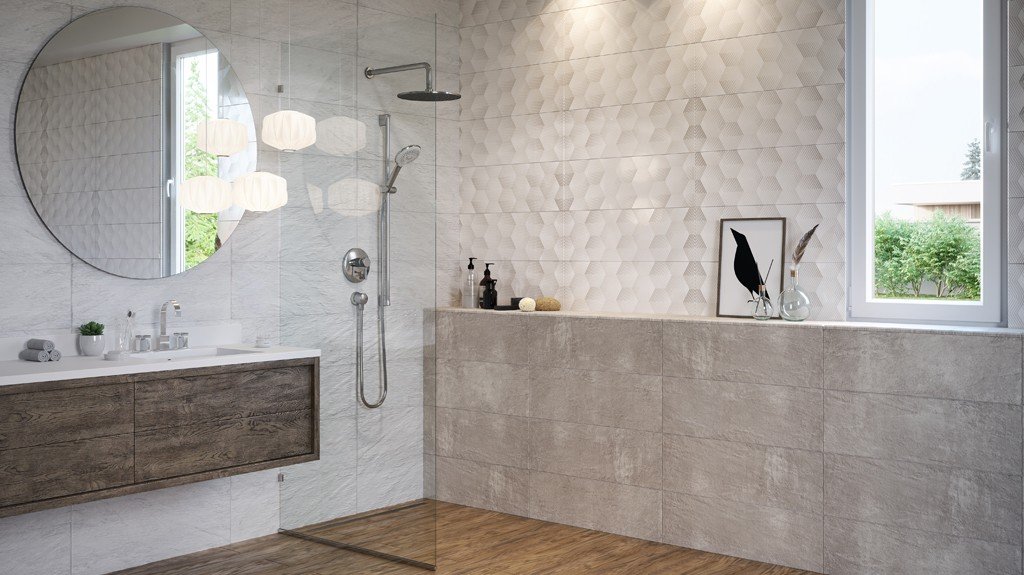 #Koupelna #beton #Moderní styl #šedá #Velký formát #Matný obklad #500 - 700 Kč/m2